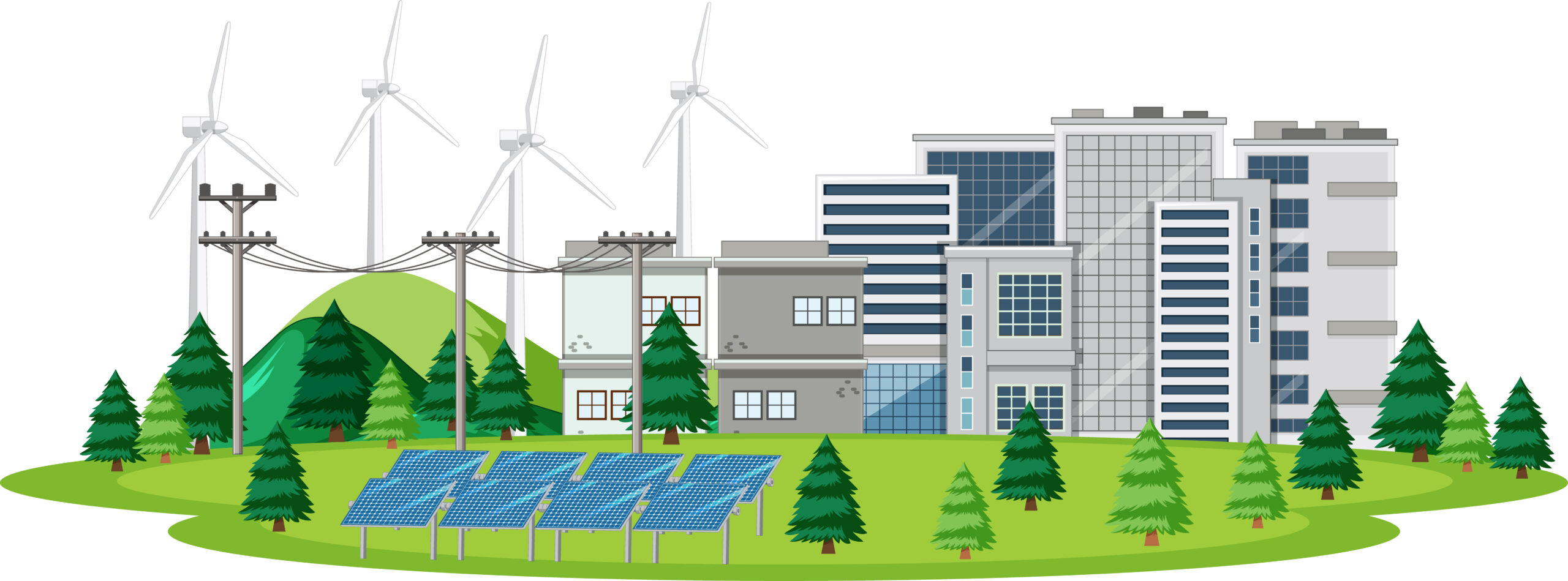 Scene with clean energy in the city